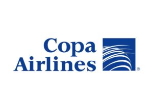 Para este caso sobre políticas de compensación de Copa Airlines para algún vuelo retrasado o cancelado, tenemos como imagen destacada a su logo en blanco sobre un fondo azul.