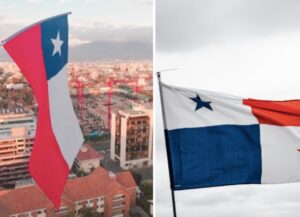 Para este texto sobre Alicia Bárcena y Jesusa Rodríguez como embajadoras de México en Chile y Panamá, tenemos una imagen destacada en la que de lado derecho se ve la foto de una bandera de panamá y del lado izquierdo la de chile.
