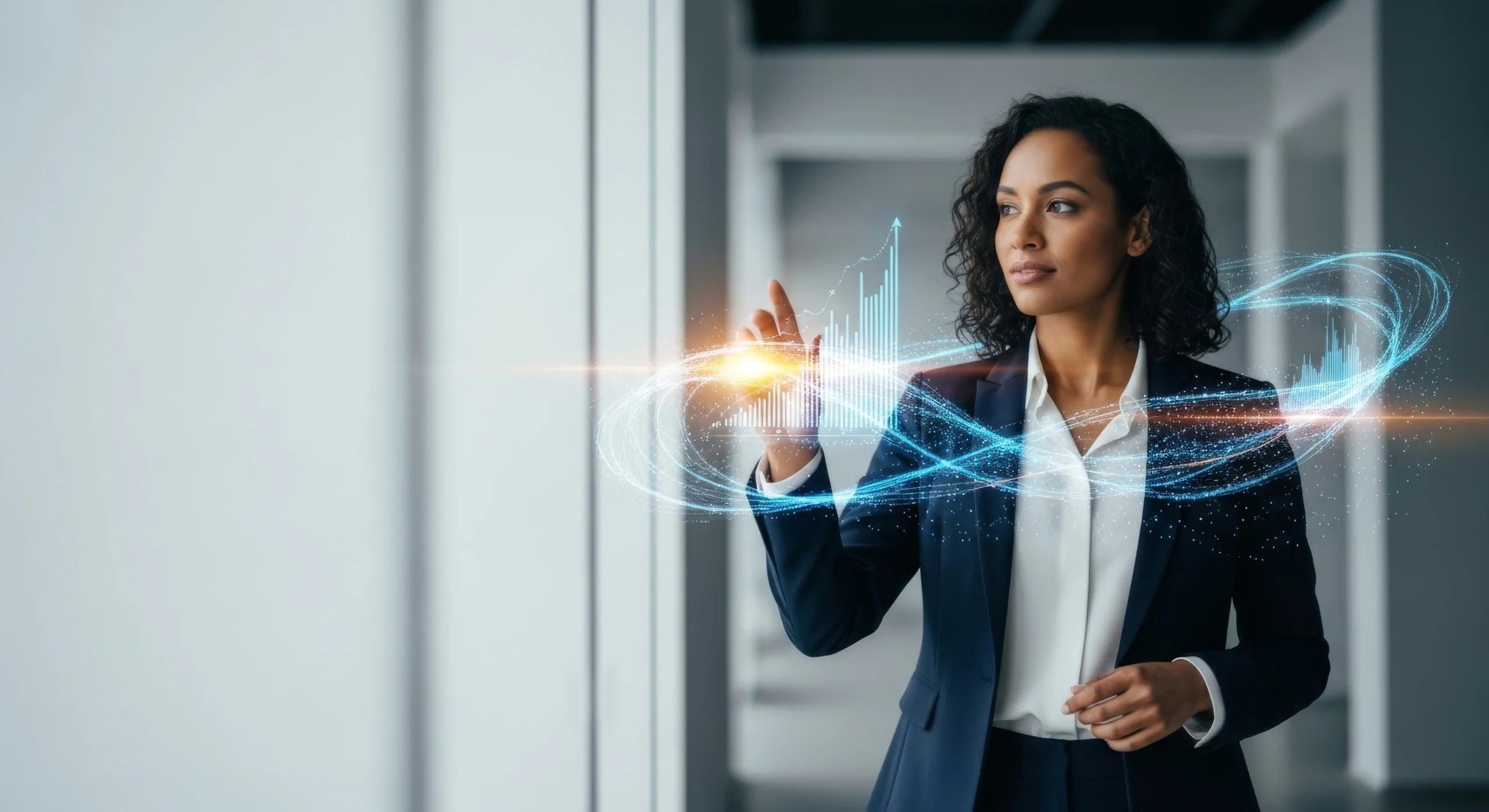 Como imagen destacada para este texto en el que hablamos de los CEOS globales, tenemos una fotografía de una persona utilizando un panel de IA. 