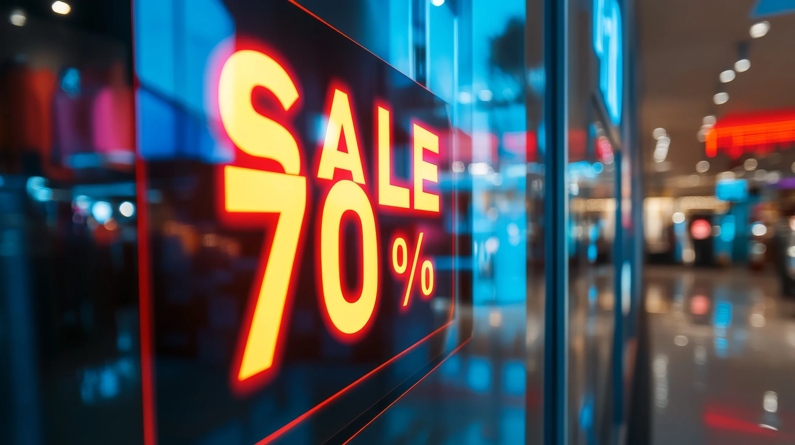 Como imagen destacada de esta entrada donde hablamos de cazar ofertas con ChatGPT, tenemos una imágen ilustrativa de un anuncio luminoso en temporada de descuentos.